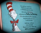 Dr. Seuss...Vintage style...CAT in the HAT Invitation for birthdays, showers, or any occasion