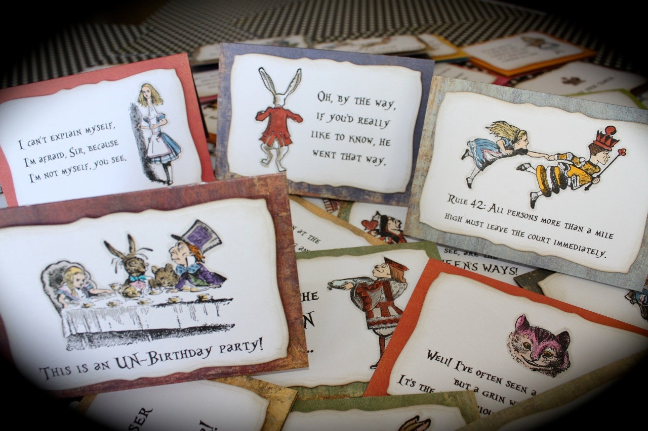 Alice in Wonderland/Mad Hatter Custom Placecards - Set of 4