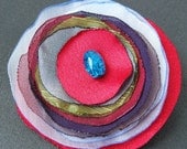 Red, Green, Violet, Blue, Multicolor Fabric Flower Brooch, Pin, Hair Clip, Hairpin