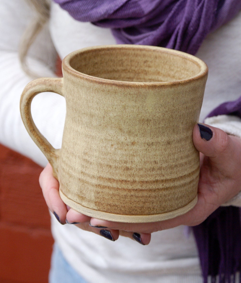 Set of two handmade tea mugs - stoneware pottery mugs glazed in natural brown