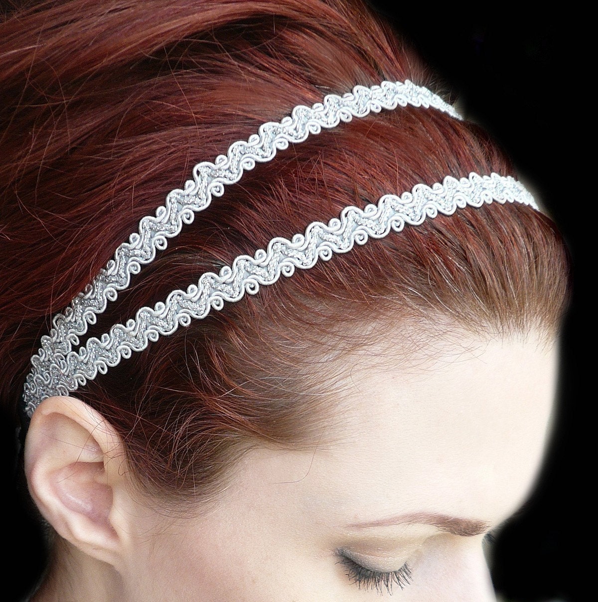 Silver Goddess Headband - Double Strand Grecian Greek Hair Wrap