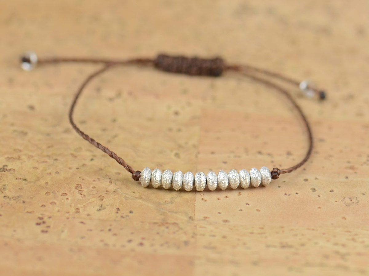 Sterling silver friendship cord bracelet