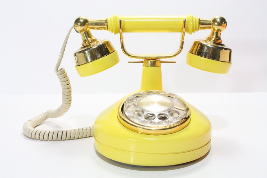 Refurbished Retro Western Electric Yellow Rotary Telephone