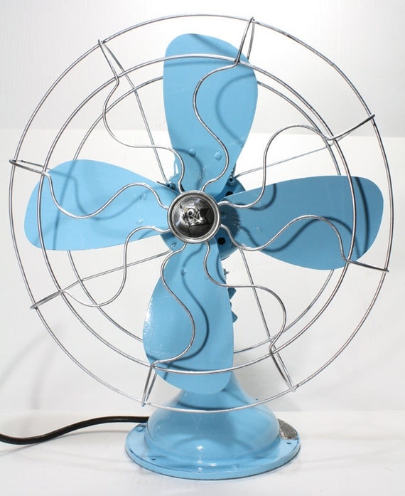 Refurbished Vintage Robbins & Myers Blue Oscillating Electric Fan