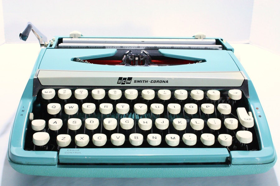 Vintage Smith Corona Blue Portable Manual Typewriter