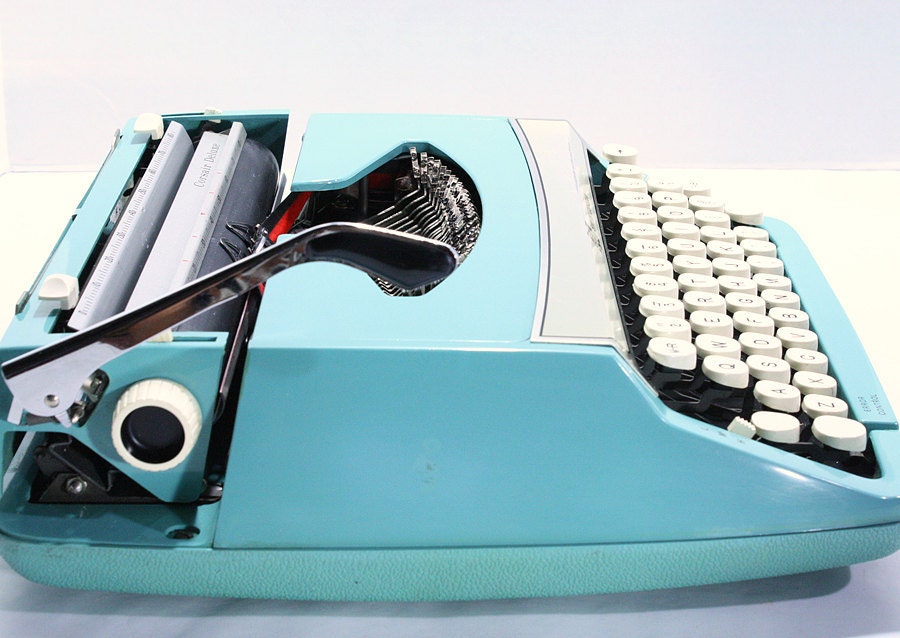 Vintage Smith Corona Blue Portable Manual Typewriter