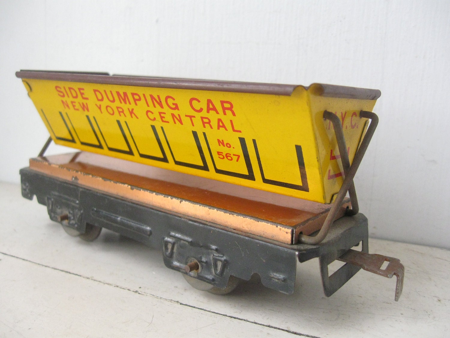 Vintage Toy Train Car, 1940's, Marx Toy Co, Side Dumping Car