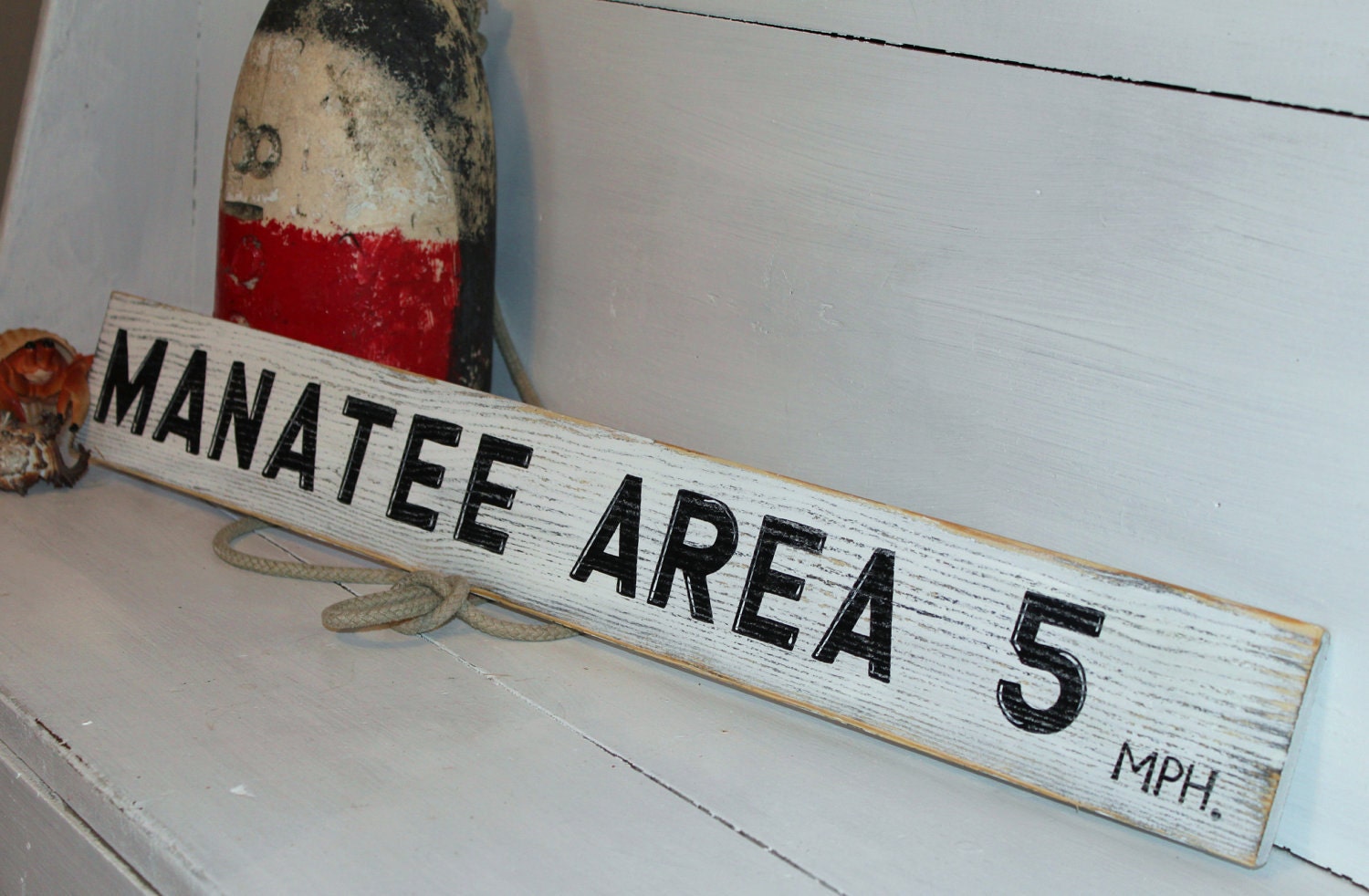 Beach Sign Manatee Area wooden Vintage Style Boating Nautical Decor Coastal BEACH HOUSE