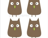 Owl Wall Decals   set of 4 birds   new design   Choose Colors