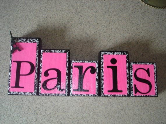 Paris decorative wooden blocks, name blocks