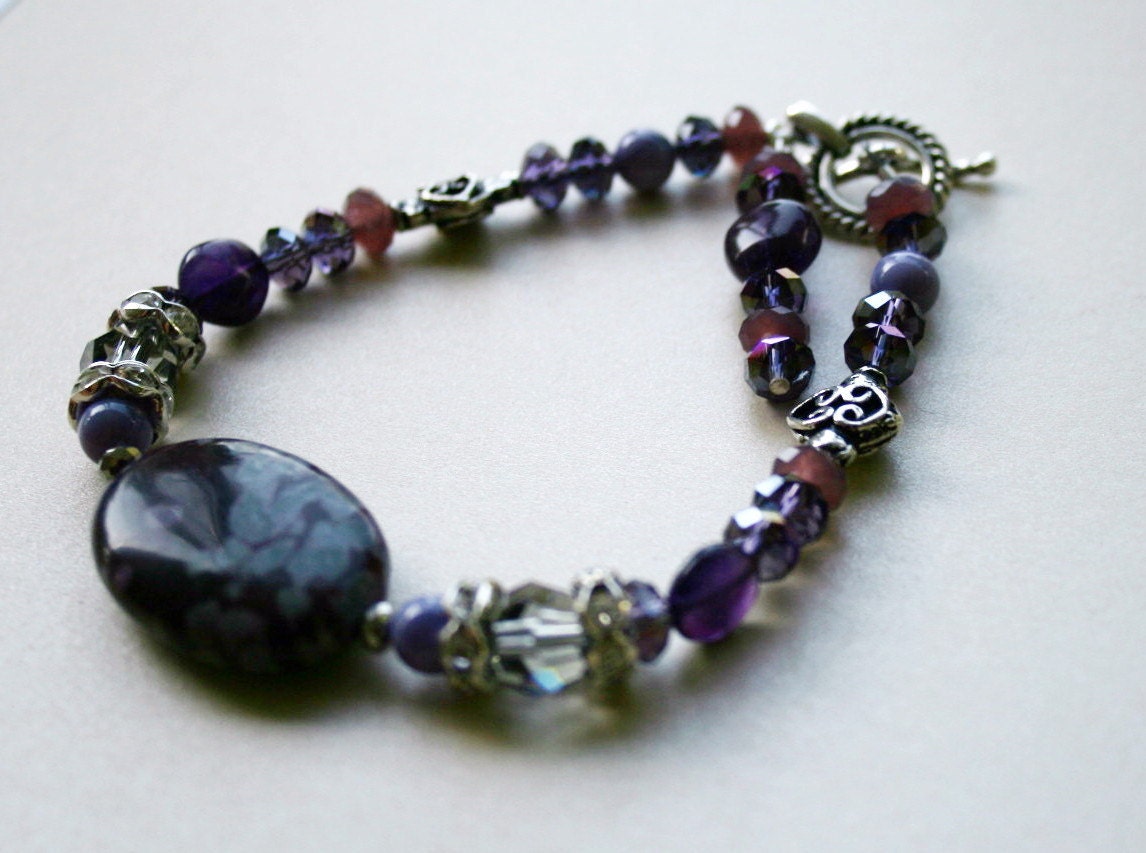 Sugilite bracelet , multi purple stones, amethyst beaded jewelry