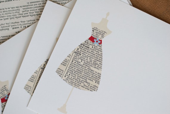 Dress Form Note Cards Vintage Dictionary