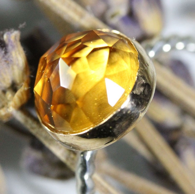 Rose Flower Cut Citrine In 14K Gold Ring - Made To Order