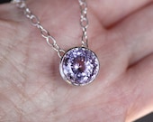 Portuguese Pink Purple Amethyst Halo Necklace - Ready to Ship