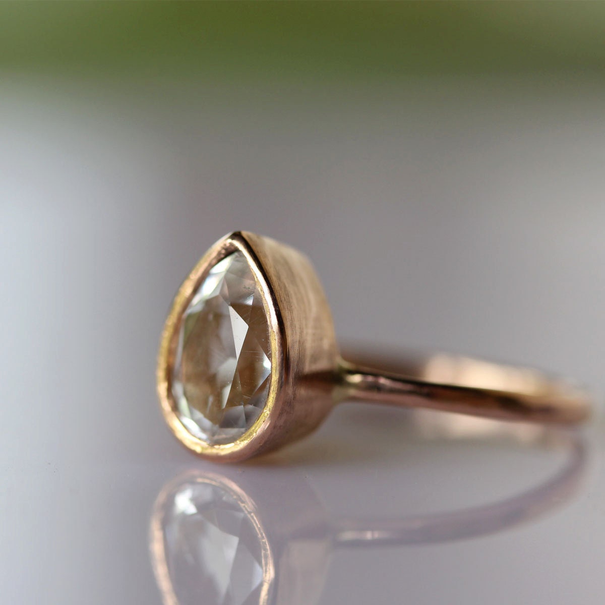 Herkimer Diamond Engagement Ring in 14k Rose Gold - Ready To Ship