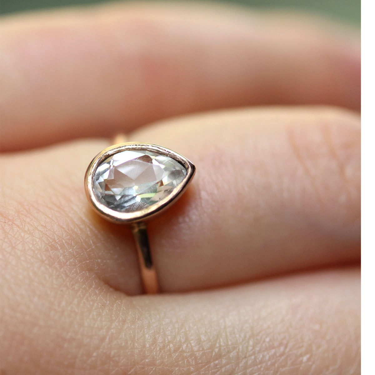 Herkimer Diamond Engagement Ring in 14k Rose Gold - Ready To Ship