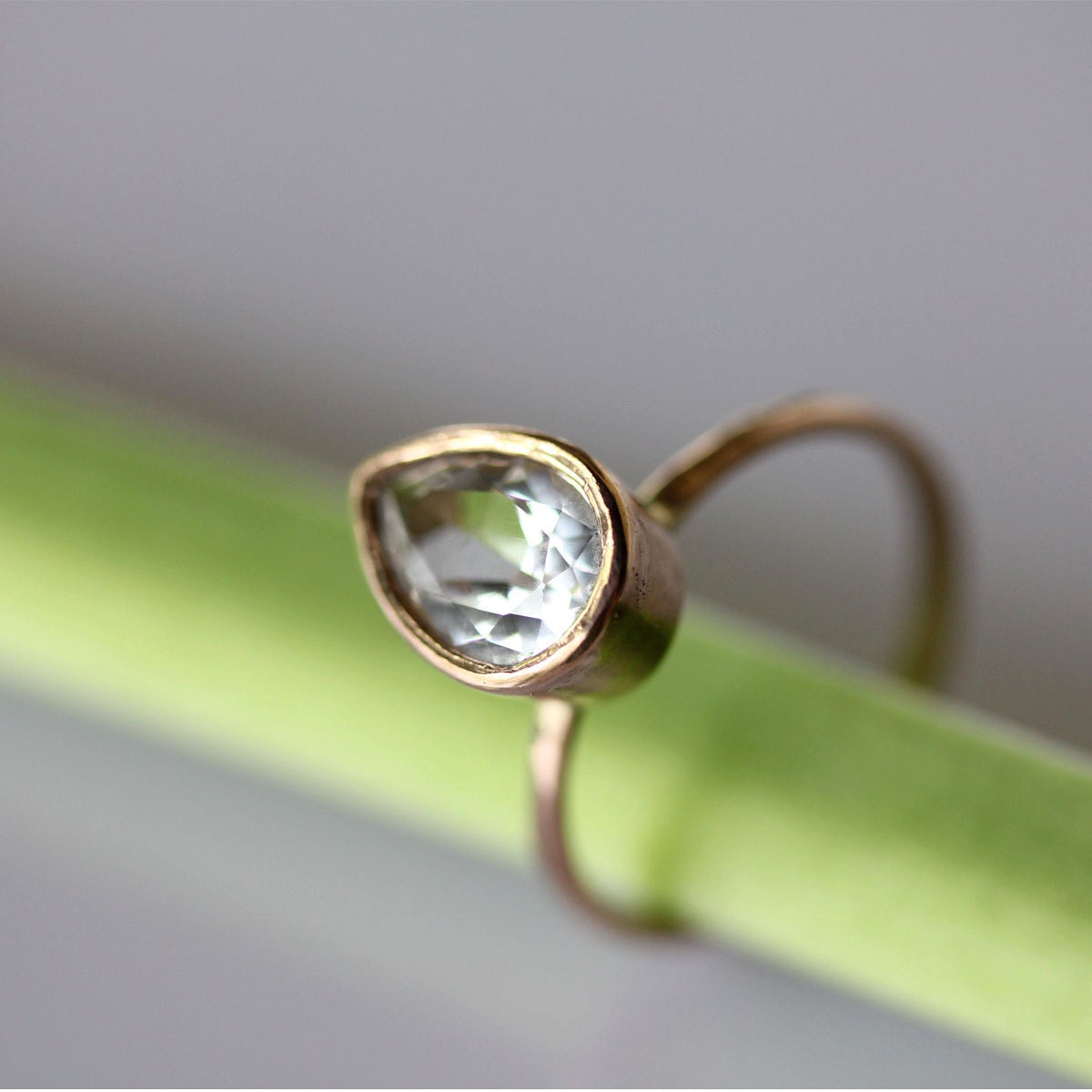 Herkimer Diamond Engagement Ring in 14k Rose Gold - Ready To Ship
