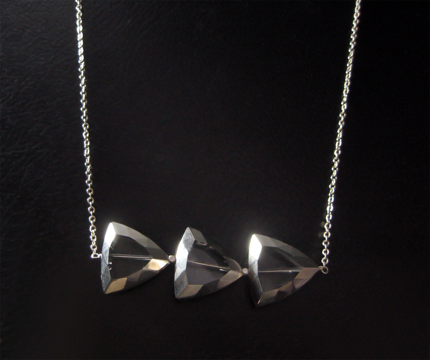 Metallic Silver Triangle Necklace