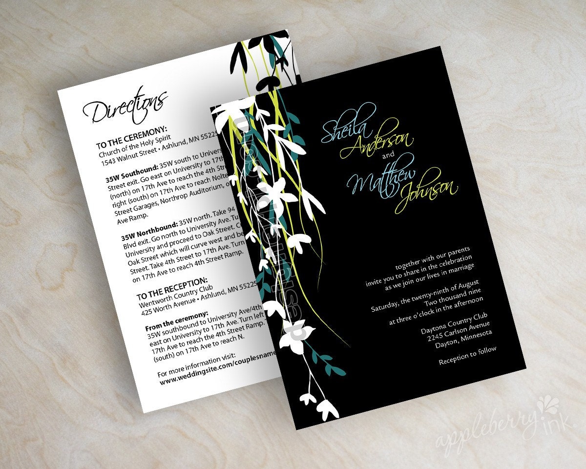 Black+and+teal+wedding+invitations