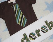 Prepster in Training - Little Guy Tie Applique and Custom Burp Cloth Gift Set