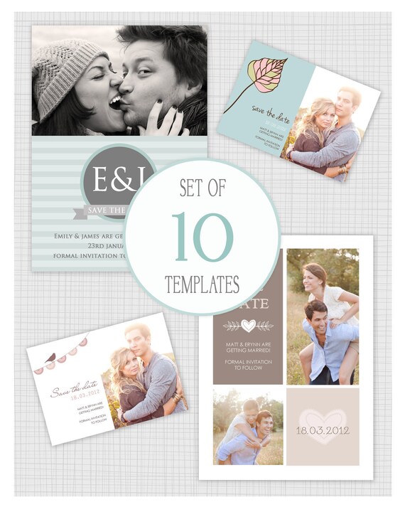 INSTANT DOWNLOAD: 10 PSD Save The Date wedding card templates. Mini Pack 11. Il_570xn