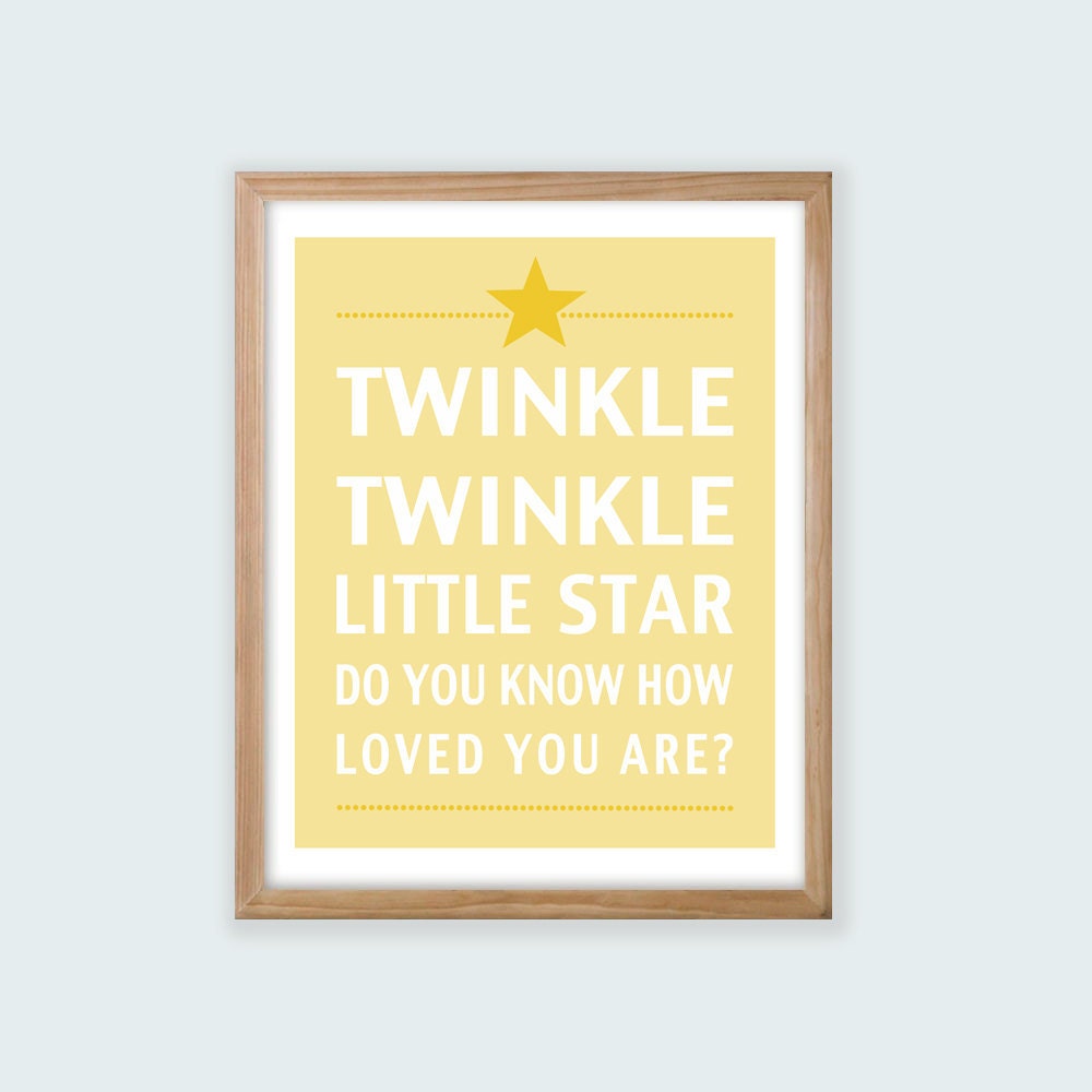 Printable Children's Wall Art. Twinkle Twinkle Little Star. Boy or Girl Styles. Can be personalized.