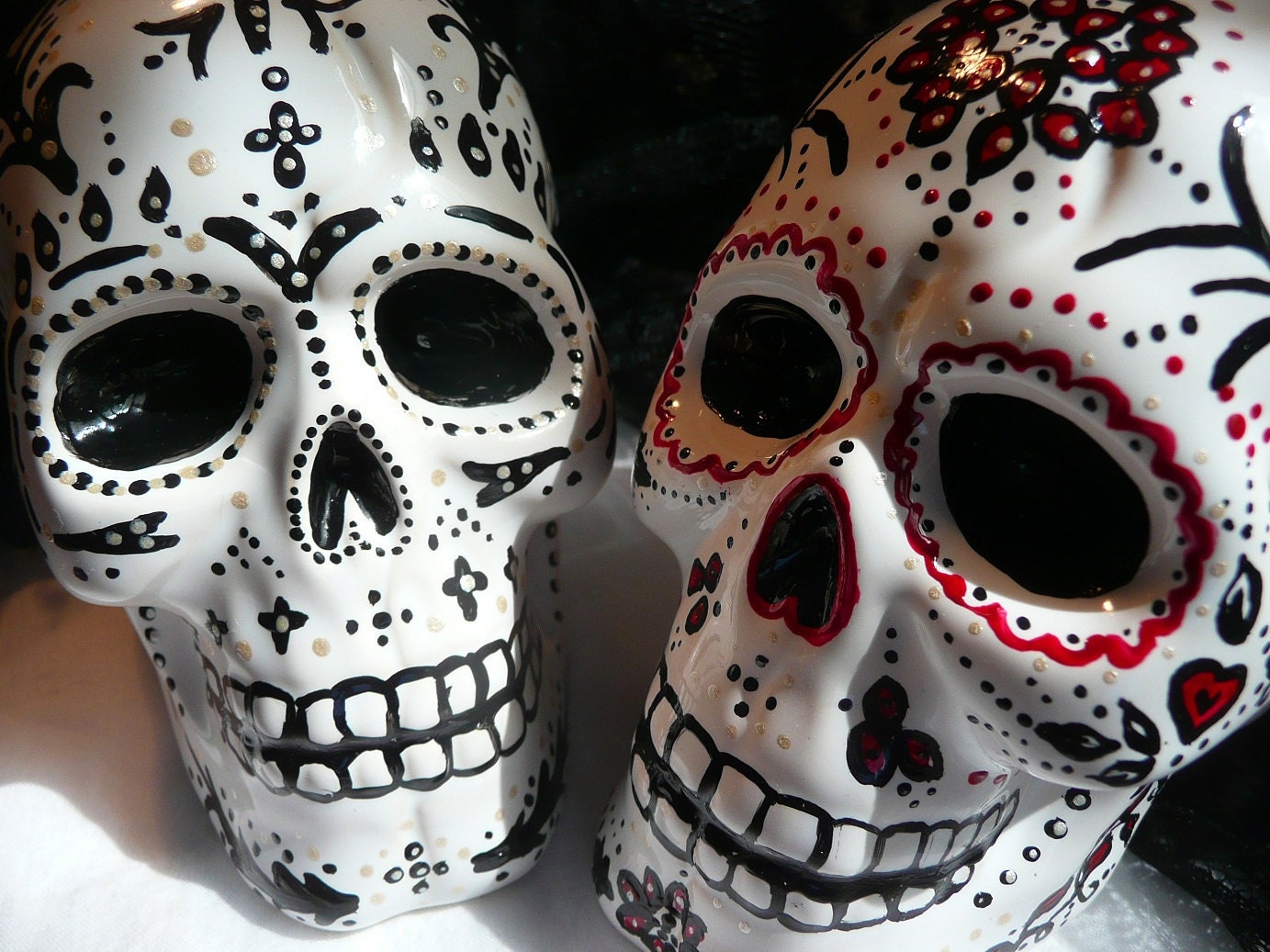 Day of the Dead Gothic Skull Cake Topper - Lrg RED & BLACK - RESERVED for Hilary