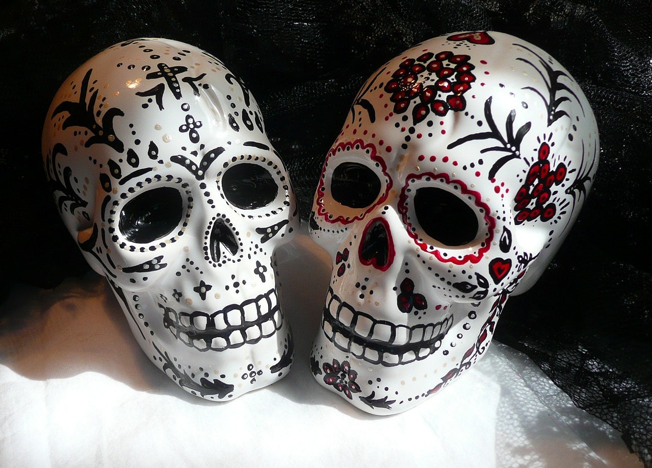 Day of the Dead Gothic Skull Cake Topper - Lrg RED & BLACK - RESERVED for Hilary