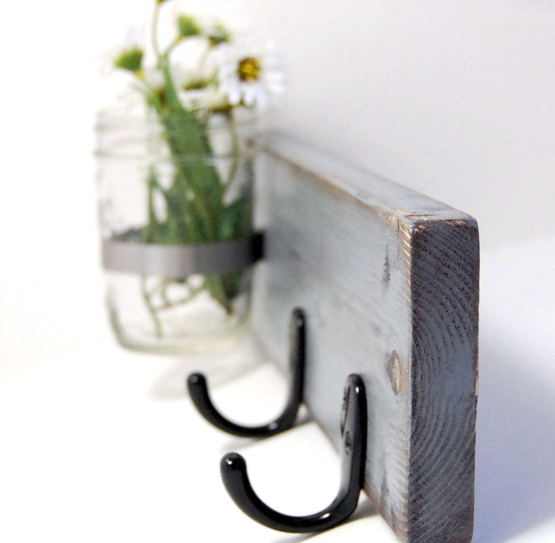 wood wall organizer hanger wooden modern hooks Slate Gray