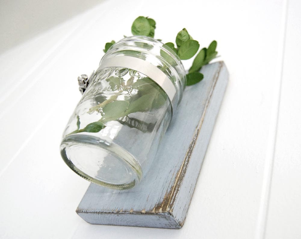 blue wall vase - wooden sconce paris apartment - french style - single vase  - Soft Blue