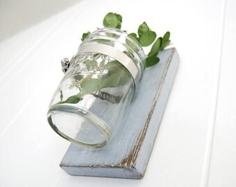 blue wall vase - wooden sconce paris apartment - french style - single vase  - Soft Blue