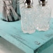 Napkin Holder wood primitive table organizer Light Turquoise IN STOCK
