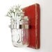 country vase wood sconce wall rustic primitive Corona Red floral