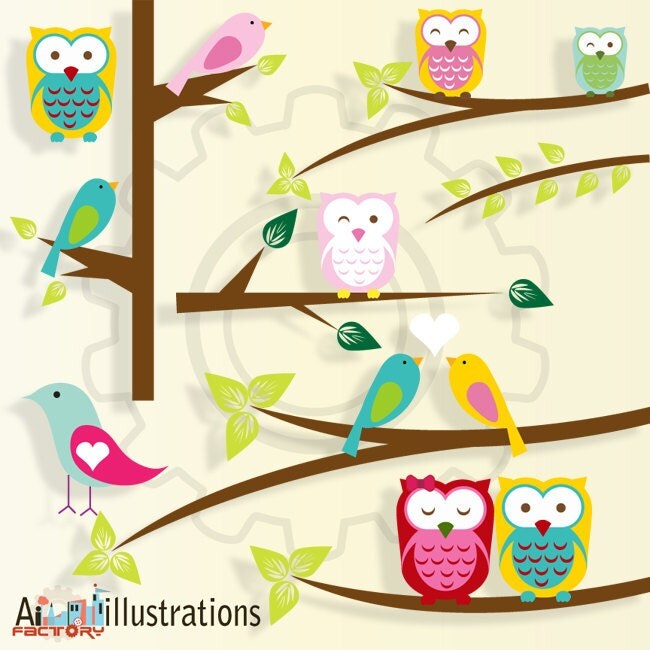 Owls On Branch