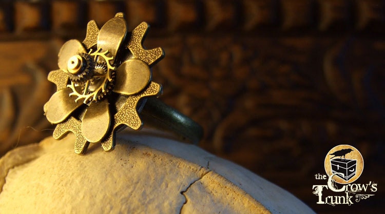 Steampunk Hibiscus Flower ring