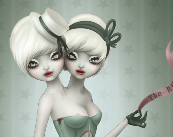 Conjoined Twins. 8x10. victorian freakshow. circus burlesque. cabinet of curiosities. medical oddities. pop surreal art by KarolinFelix