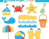 Buy 2 Sets, Get 2 Sets FREE - Digital Clipart - Beach Fun