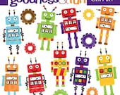 Buy 2 Sets, Get 2 Sets FREE - Digital Clipart - Robot Fun