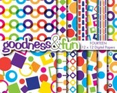 Buy 2 Sets, Get 2 Sets FREE - Digital Paper Packs - Shapes & Colors Papers