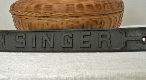 Antique Vintage Cast Iron Singer Name Plate by WildrosePrimitives