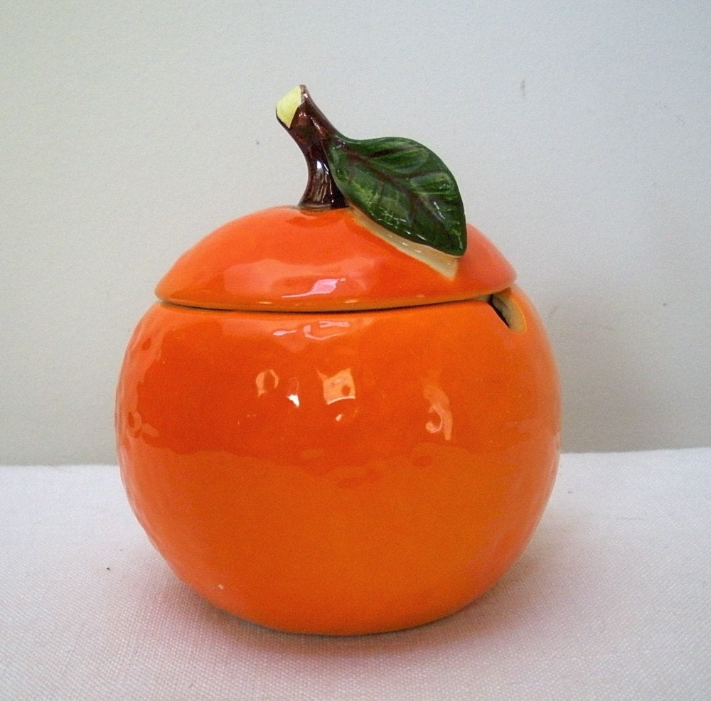 Vintage Orange Marmalade Jam Jar Japan by WildrosePrimitives