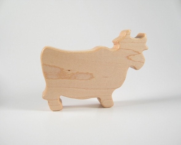 Natural Wood Toy / Teether Cow
