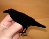 Raven Bird Brooch Pin - Crow Bird - Black Raven - Animal Jewelry