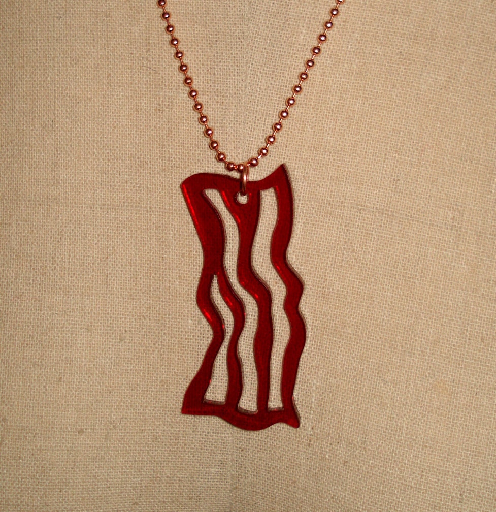 Fake Bacon Necklace, Acrylic Breakfast Food Jewelry