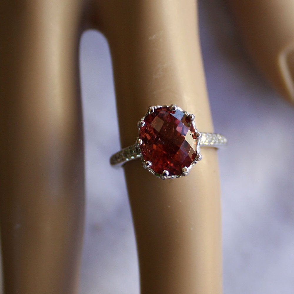 SALE- 3.50cts 14k Natural, Untreated, Raspberry Pink Tourmaine and .30cts White Diamond Engagement Ring,WW Free Shipp/Appraisal (Was 899.00
