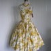 1950 Vintage Yellow Floral Brushstroke Cotton Summer dress