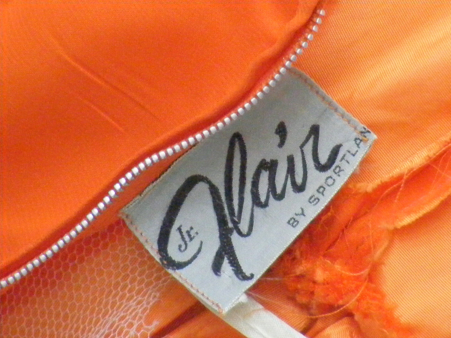 1950's VIntage  Tangerine Orange Shelf Bust Chiffon Prom Dress with Rhinestone straps.