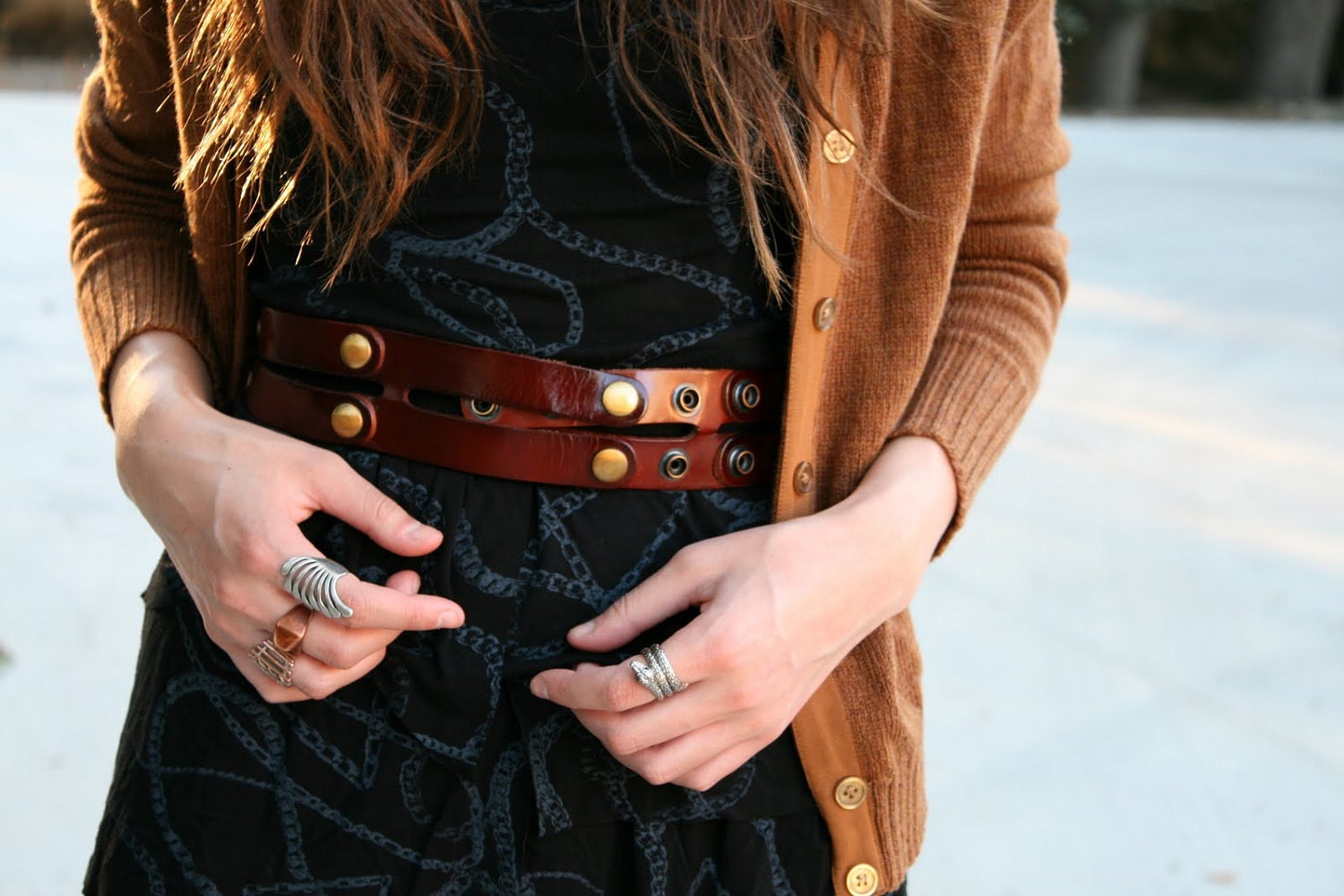 Brown Leather Belt  - waist belt - dress leather sash - wide leather belt -sash belt - women belt