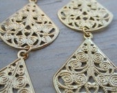 Triple Threat Gold (handmade filigree statement earrings)