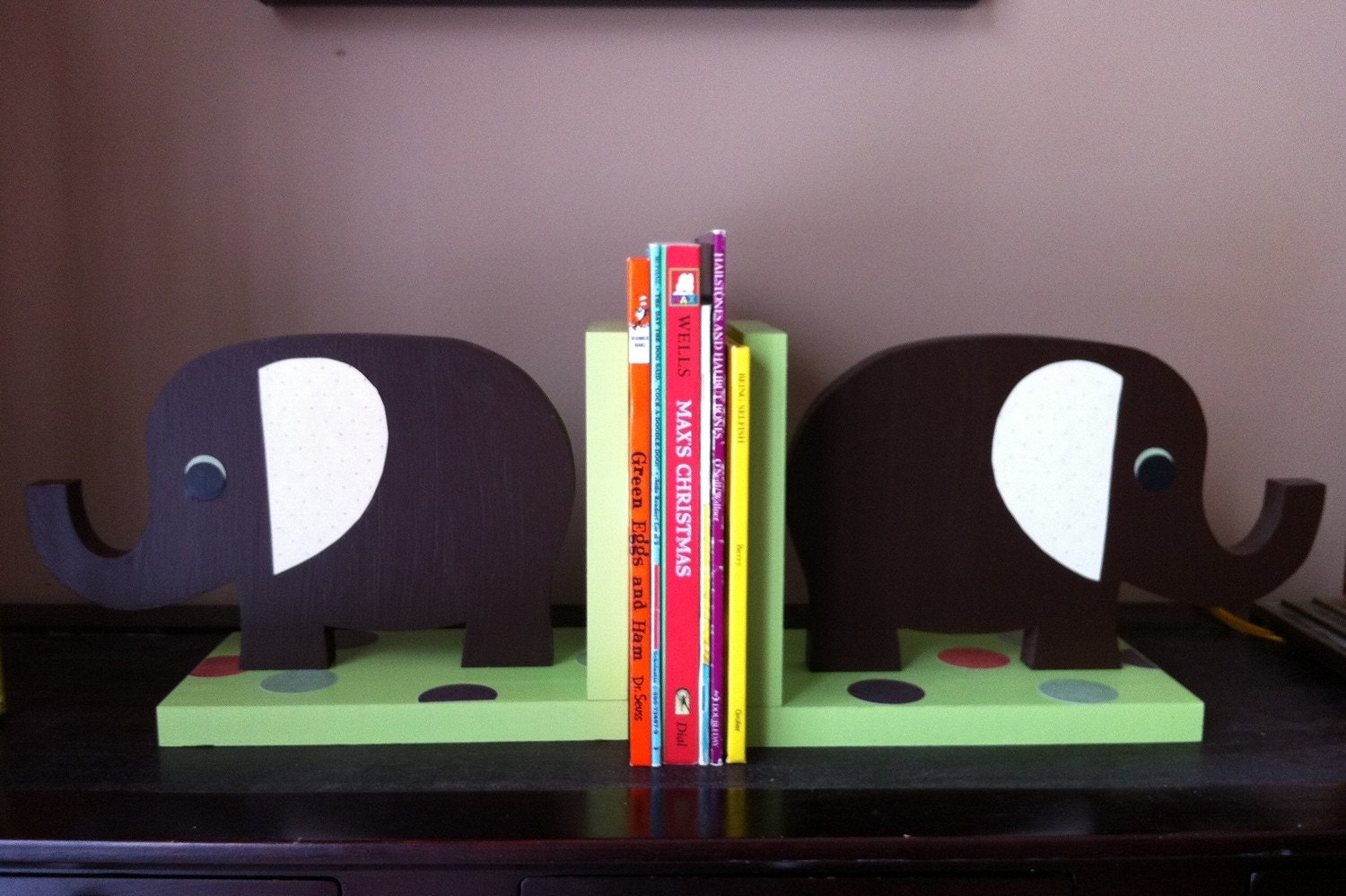 Wooden Elephant bookends